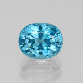 Zircon bleue naturelle coupe ovale, 3,11 ct, VVS