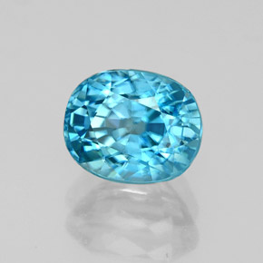 Zircon bleue naturelle coupe ovale, 3,11 ct, VVS