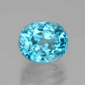 Zircon bleue naturelle coupe ovale, 3,68 ct, VVS