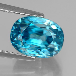 Zircon bleue naturelle coupe ovale, 6,58 ct, VVS