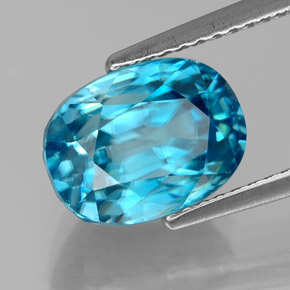 Zircon bleue naturelle coupe ovale, 6,58 ct, VVS
