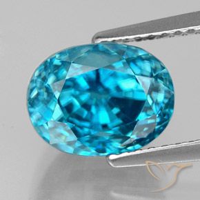 6.30ct Naturel Bleu Zircon, ovale, VVS