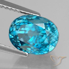 Zircon Bleu naturelle ovale, 6.30 ct, VVS