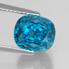 Zircon bleue naturelle coupe coussin, 5,89 ct, VVS