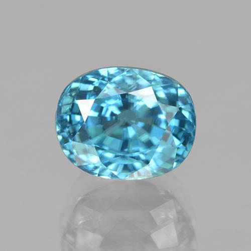 Zircon bleue naturelle coupe ovale, 5,64 ct, VVS