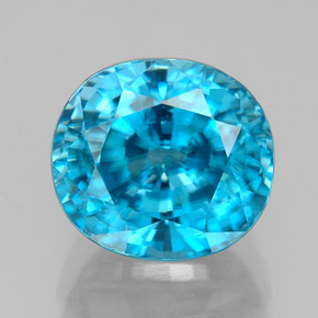 Zircon bleue naturelle coupe ovale, 5,64 ct, VVS