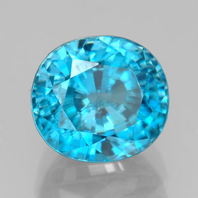 Zircon bleue naturelle coupe ovale, 5,64 ct, VVS