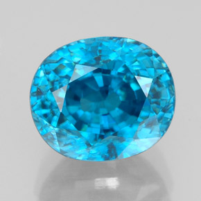 Zircon bleue naturelle coupe ovale, 5,64 ct, VVS