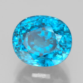 Zircon bleue naturelle coupe ovale, 5,64 ct, VVS