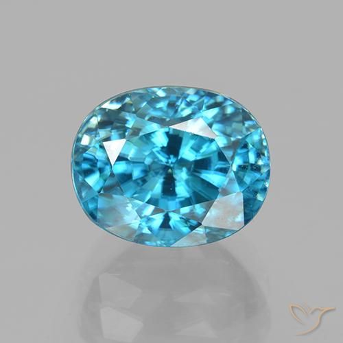 5.59ct Naturel Bleu moyen Zircon, ovale, VVS