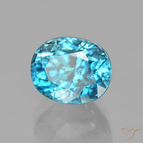 Zircon Bleu moyen naturelle ovale, 5.59 ct, VVS