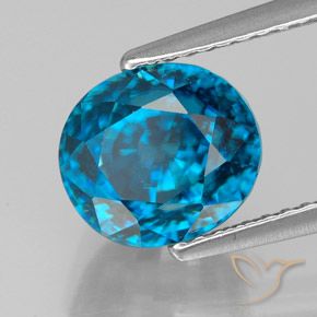 Zircon Bleu électrique naturelle ovale, 5.46 ct, VVS