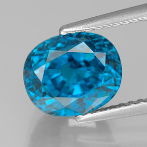 Zircon bleue naturelle coupe ovale, 5,40 ct, VVS