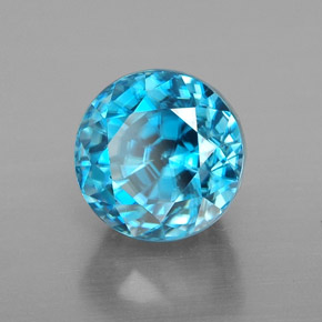 Zircon bleue naturelle coupe roude, 4,38 ct, VVS