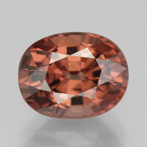 Zircon orange naturelle coupe ovale, 3,55 ct, VVS
