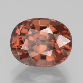 Zircon orange naturelle coupe ovale, 3,55 ct, VVS