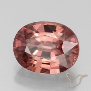 Zircon Rose foncé naturelle ovale, 3.16 ct, VVS