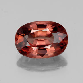 Zircon rouge naturelle coupe ovale, 4,02 ct, VVS