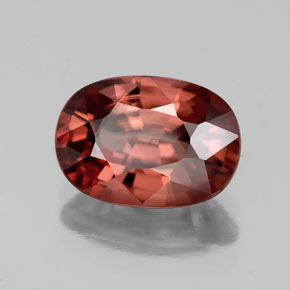 Zircon rouge naturelle coupe ovale, 4,02 ct, VVS