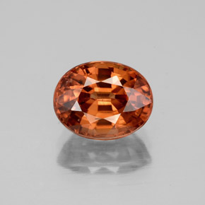 Zircon orange naturelle coupe ovale, 3,48 ct, VVS
