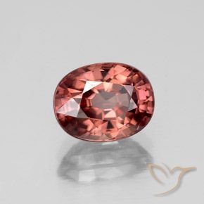 Zircon Rouge cramoisi pâle naturelle ovale, 3.29 ct, VS