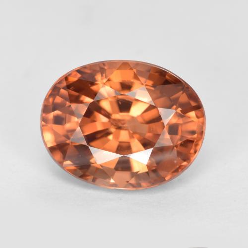 Zircon orange naturelle coupe ovale, 3,23 ct, VVS