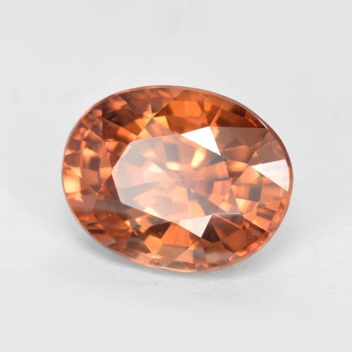 Zircon orange naturelle coupe ovale, 3,23 ct, VVS
