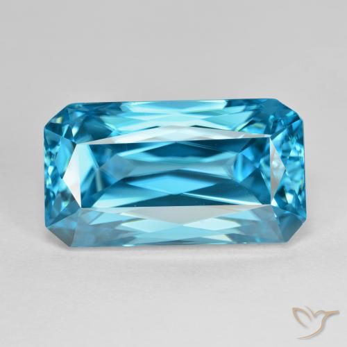 16.80ct Naturel Bleu électrique Zircon, Taille émeraude, VVS-VS