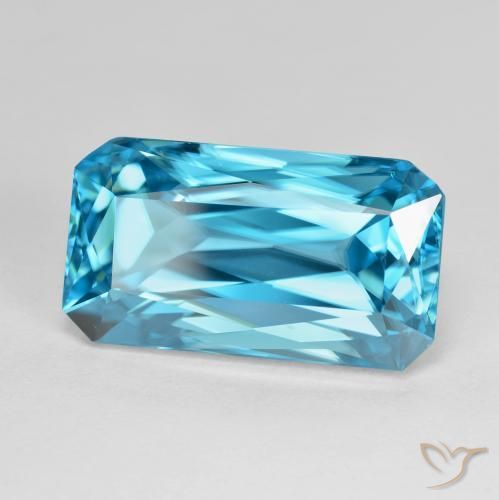Zircon Bleu électrique naturelle Octogone / coupe Émeraude, 16.80 ct, VVS-VS