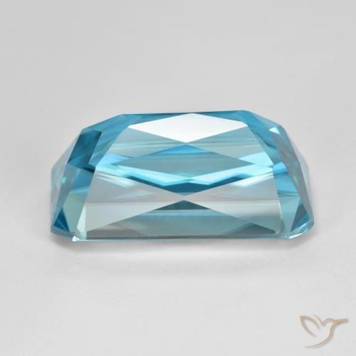 Zircon Bleu électrique naturelle Octogone / coupe Émeraude, 16.80 ct, VVS-VS