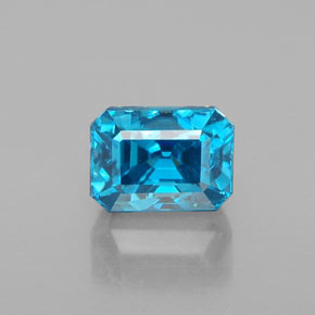 Zircon bleue naturelle taille émeraude, 3,72 ct, VVS