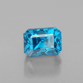 Zircon bleue naturelle taille émeraude, 3,72 ct, VVS