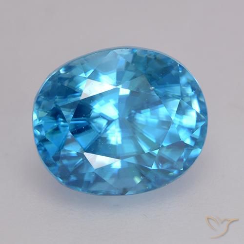 Zircon bleue naturelle coupe ovale, 3,06 ct, VVS