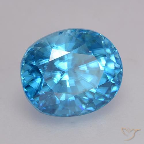 Zircon bleue naturelle coupe ovale, 3,06 ct, VVS