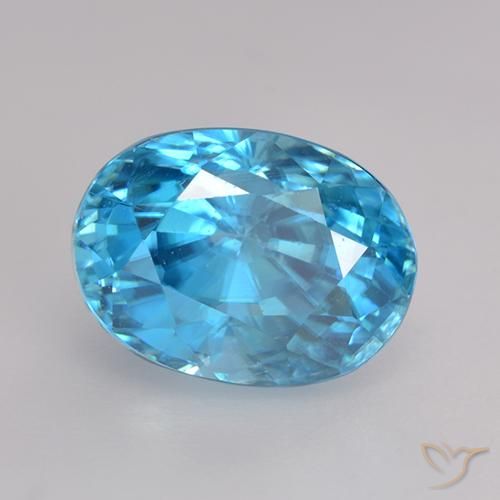 3.66ct Naturel Bleu moyen Zircon, ovale, VS