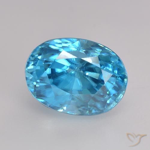 Zircon Bleu moyen naturelle ovale, 3.66 ct, VS