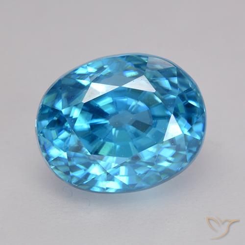 3.79ct Naturel Bleu moyen Zircon, ovale, VVS