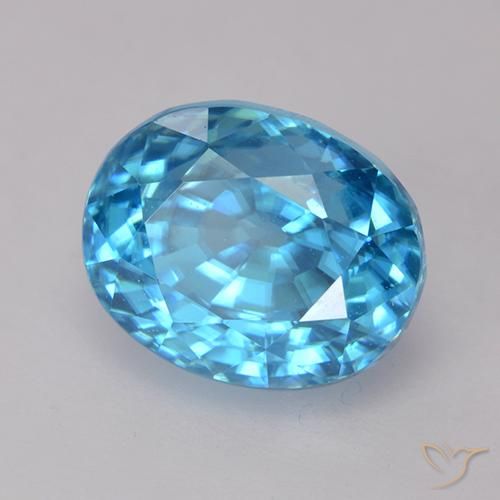 Zircon Bleu moyen naturelle ovale, 3.79 ct, VVS