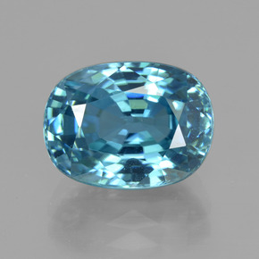 Zircon bleue naturelle coupe ovale, 7,22 ct, VVS