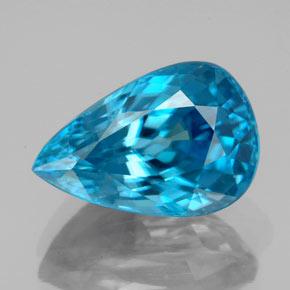 Zircon Bleu électrique naturelle En forme de poire, 7.47 ct, VVS-VS
