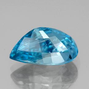 Zircon Bleu électrique naturelle En forme de poire, 7.47 ct, VVS-VS