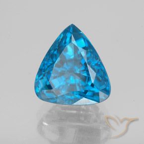 Zircon bleu électrique naturelle trillion, 5,82 ct, VS-SI