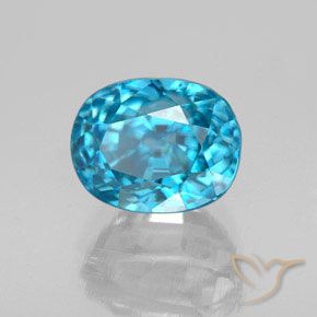Zircon Bleu électrique naturelle ovale, 5.12 ct, VS