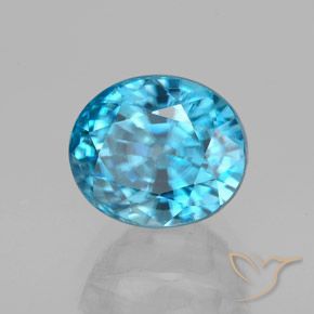 Zircon Bleu intense naturelle ovale, 5.13 ct, VVS-VS