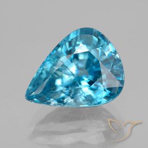 5.75ct Naturel Bleu moyen Zircon, En forme de poire, VS