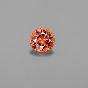 Zircon orange naturelle coupe roude, 0,71 ct, VVS