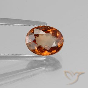 Zircon Orange moyen-foncé naturelle ovale, 1.87 ct, VVS