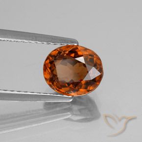 Zircon orange naturelle coupe ovale, 2,38 ct, VVS-VS