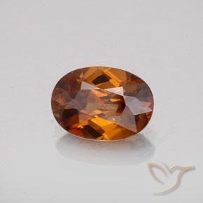 Zircon Orange rougeâtre naturelle ovale, 1.82 ct, VS