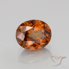 Zircon orange naturelle coupe ovale, 2,11 ct, VVS